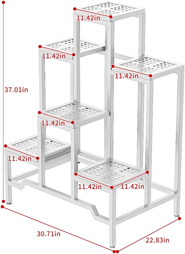Plant Stand - Aluminum Indoor/Outdoor Flower Rack, Waterproof & Rust-Proof, Stable Support for Pots, Perfect for Living Room, Balcony, Garden, and Office (White, 6 Tier)