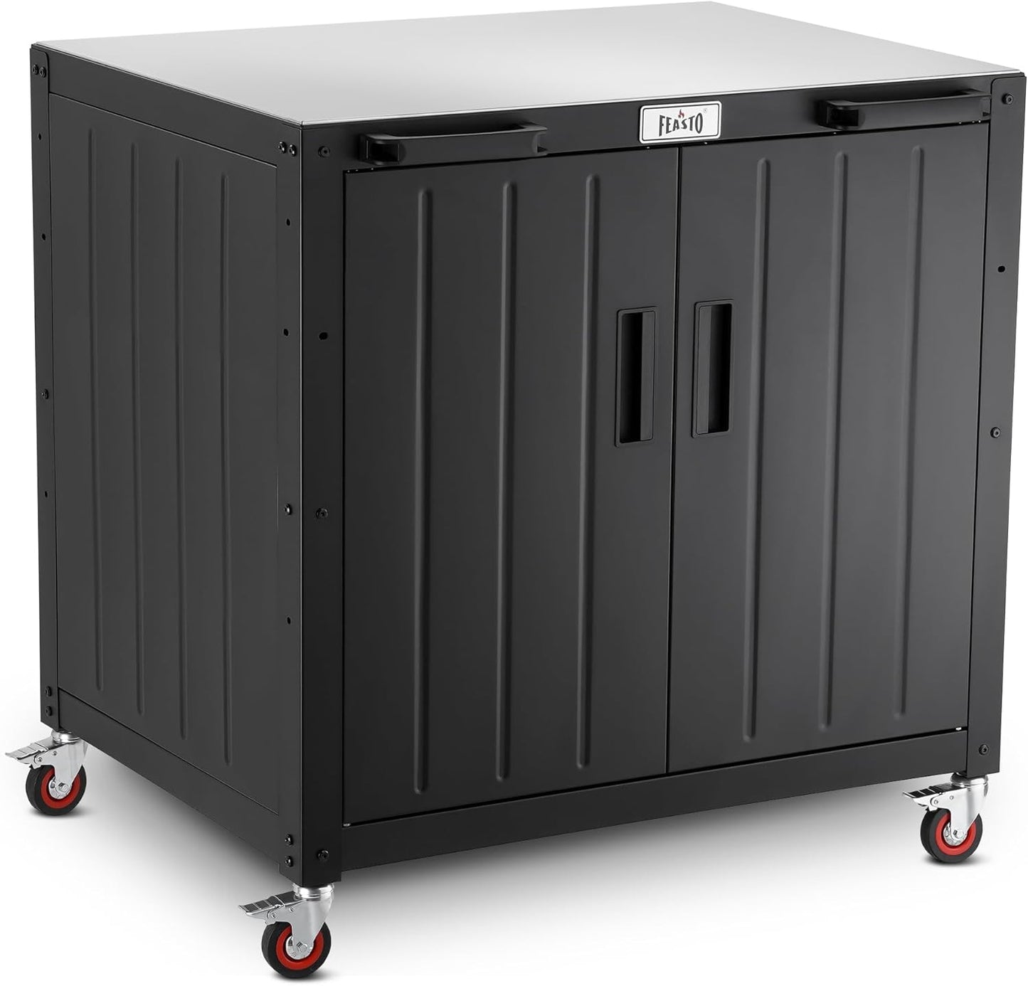 Grill Table, Outdoor Bar Cart Grill Cart with Storage Cabinet,Modular Outdoor Kitchen Island, Outdoor Grill Station with 304 Stainless Steel Top,Pizza Oven Table for Lawn & Garden,L35.4” x W24”