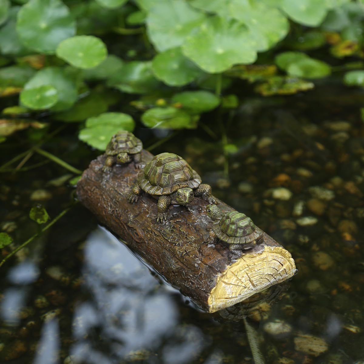 Generic Three Turtle Floating Sculptures - Pond Decoration, Green Resin Turtle Statue, Water Landscape Garden Floating Decoration