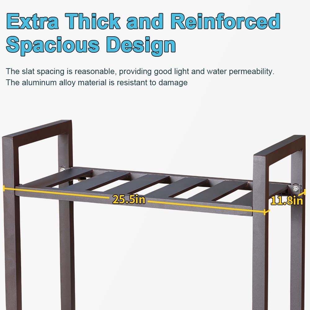 Plant Stand for Versatile Decor - Indoor/Outdoor Aluminum Stand with 300 LBS Strength, Sized L25.5 x W11.8 x H38.5 inch - Perfect for Patios, Gardens, Living Rooms