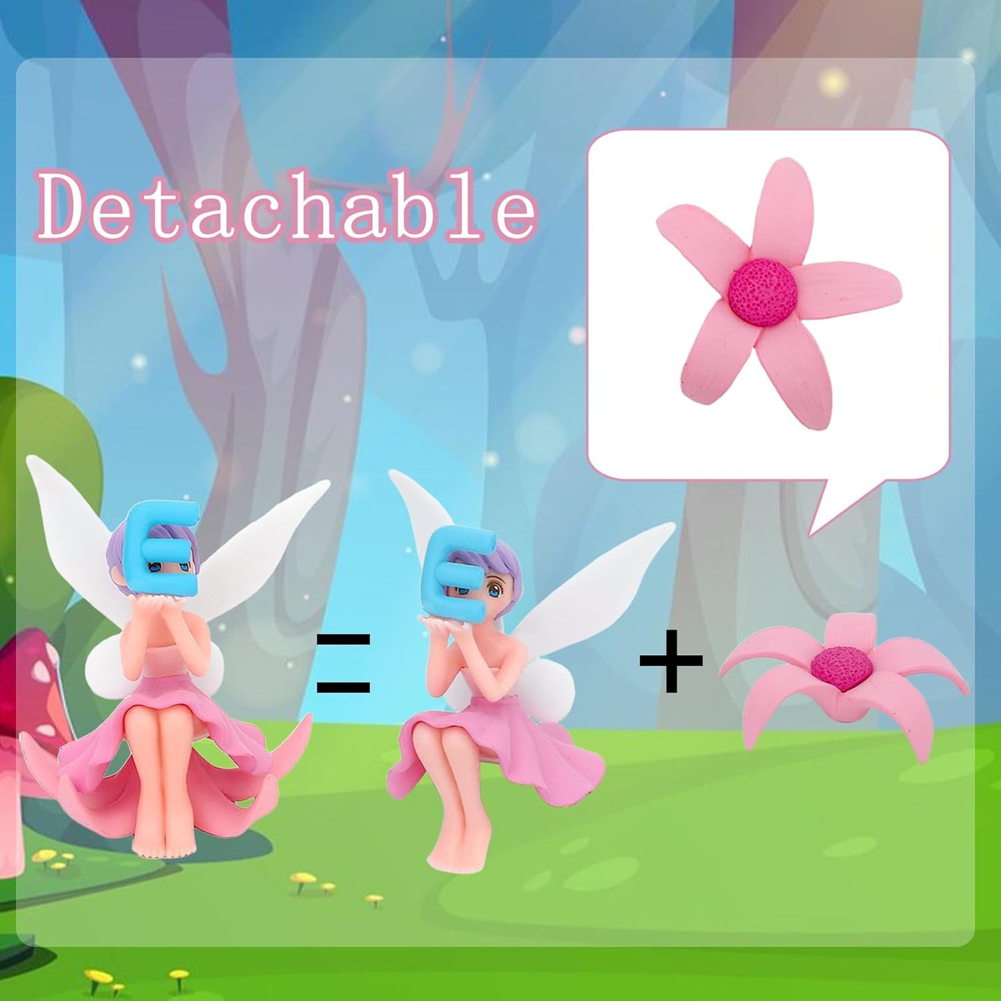 ONEST 4 Pieces Miniature Fairy Garden Accessories Small Fairy Figurines Hand Painted Fairies Figures Girl Fly Wing Figurines for Car Decor Fairies Garden Flower Pot Birthday Cake Topper