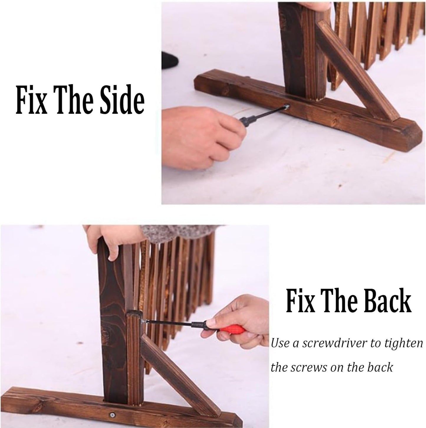 Expandable Wooden Lattice Fence - Retractable Garden Fencing Panel, Stretchable Trellis for Climbing Plants, Freestanding Pet Screen, No Dig Vertical Rack - White, 47.24"x13.77"