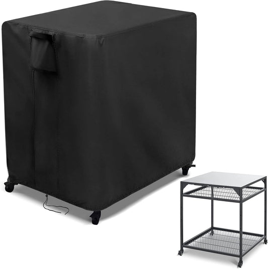 Kingling Outdoor Pizza Oven Table Cover for Ooni Large Table, Waterproof Outdoor Grill Prep Table Cover Pizza Oven Stand Cover - 32''L x 32''W x 35''H(Black)