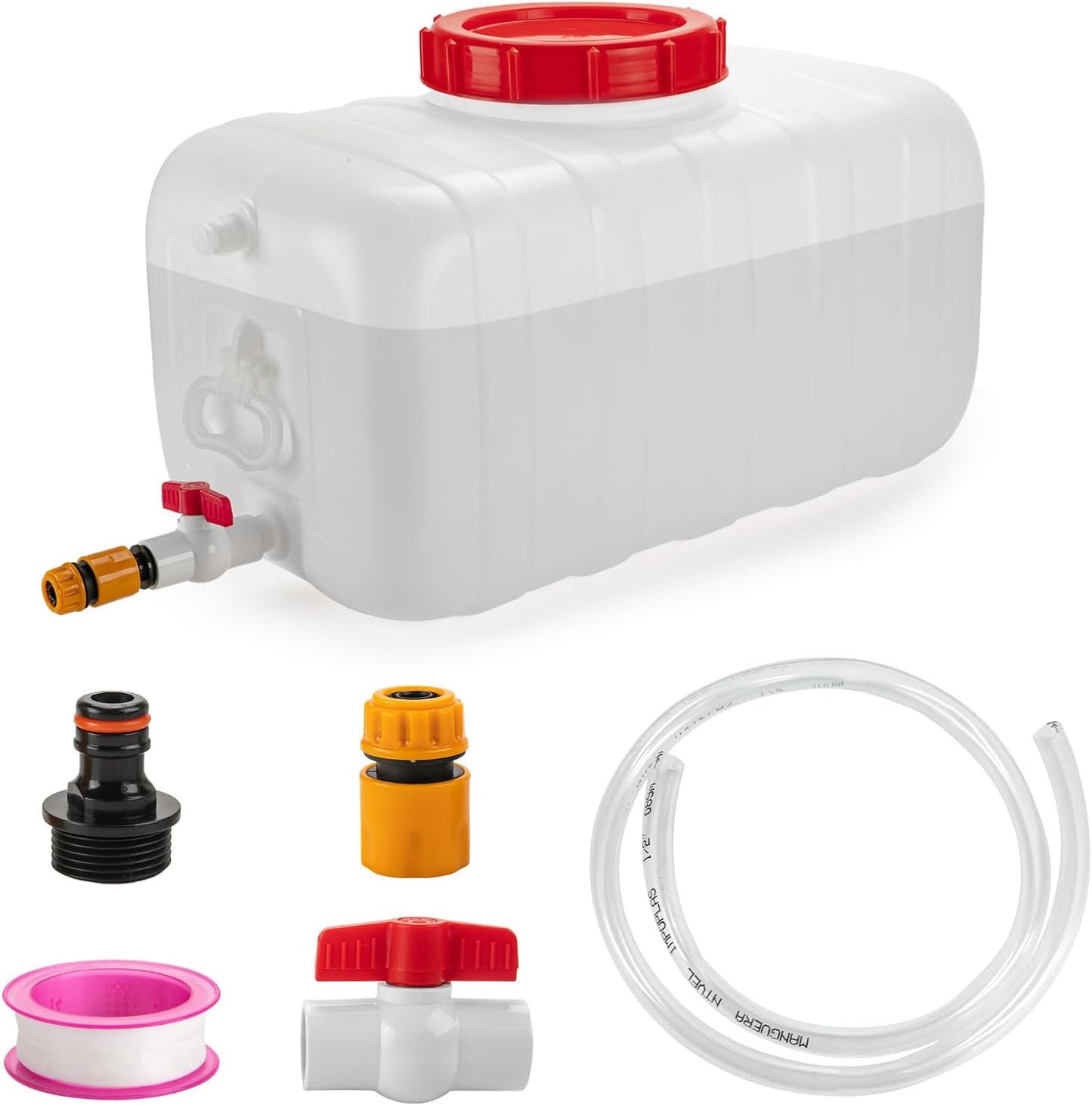 Water Storage Container for Camping, 6.6 Gallon Water Tank with Faucet, Portable First Aid Water Storage for Outdoor Hiking, RV, Autonomous Driving Tour, 17.7 x 11.8 x 11.8in