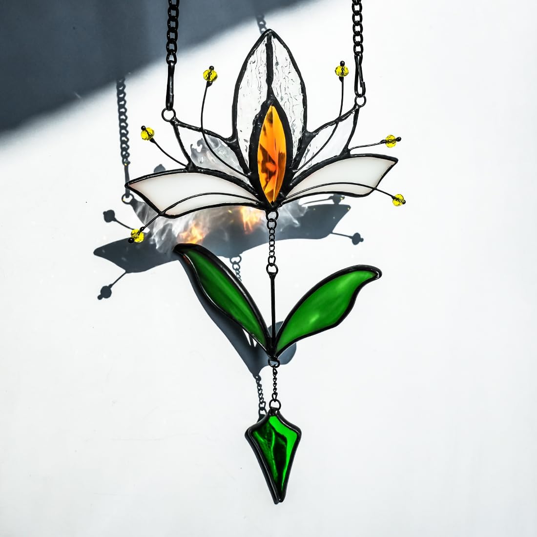 Lotus Flower Gifts Stained Glass Suncatcher for Window Hanging,Fake Flowers Decor Sun Catchers Indoor Window,Best Flower Gifts for Women, for Mom Grandma