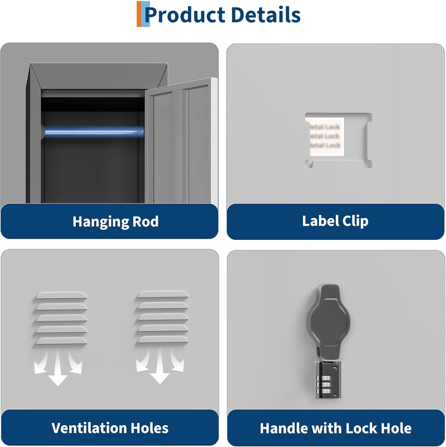 1 Door Tall Single Metal Locker, Metal Lockers for Employees with Keys, 72” Black Employee Storage Cabinet with Doors, Steel Storage Cabinets Lockable for School, Gym, Home, Office, Mudroom, Black
