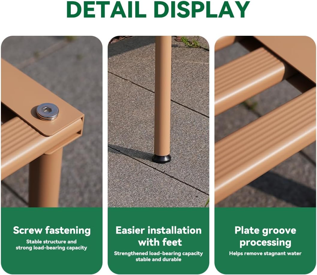 Metal Plant Stand, Rust-proof Aluminum Display Rack, Plants Display Stands Decoration Racks for Living Room Garden Balcony Patio (Wood Color, 31.5Inch Low Leg)