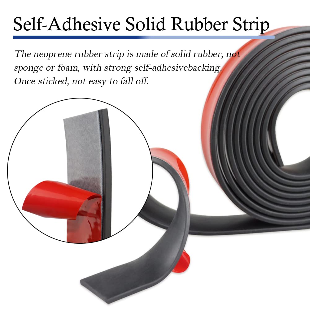 Neoprene Rubber Strips Self Adhesive Solid Rubber Sheets, Rolls & Strips for DIY Gaskets Crafts Pads Seals Warehouse Flooring Neoprene Sheet with Adhesive Backing (1" Wide x 1/5" Thick x 20' Long)