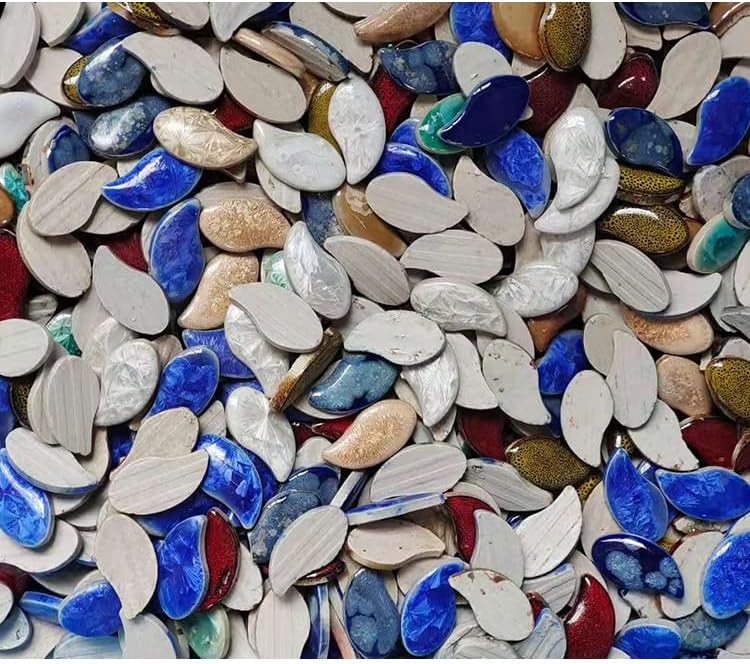 500g/1.1lb Random Color Irregular Ceramics Mosaic Tiles,DIY Making Creative Ceramic Mosaic Tiles for DIY Craft Plates Flowerpots Vases Cups Mosaic Making Supplies (Petal)