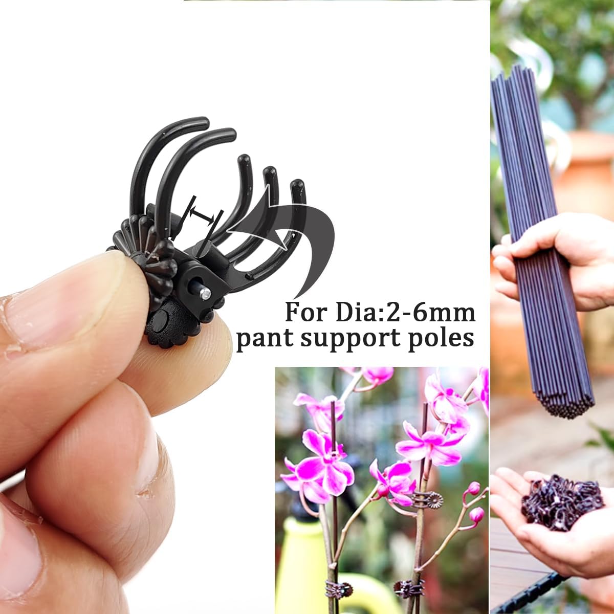 GXXMEI 400PCS Plant Clips, Orchid Clips Plant Orchid Support Clips Flower and Vine Clips for Supporting Stems Vines Grow Upright Dark Brown