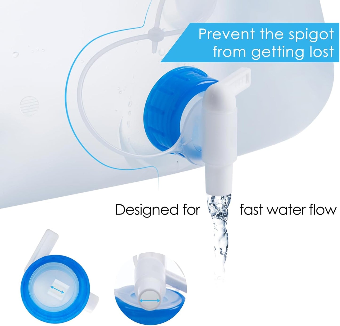 Collapsible Water Container with Spigot, 2×5.3 Gallon BPA Free Camping Water Storage Jug Carrier for Outdoors Hiking Backpack RV&Emergency, Survival Water Canteen-Portable Foldable Transparent