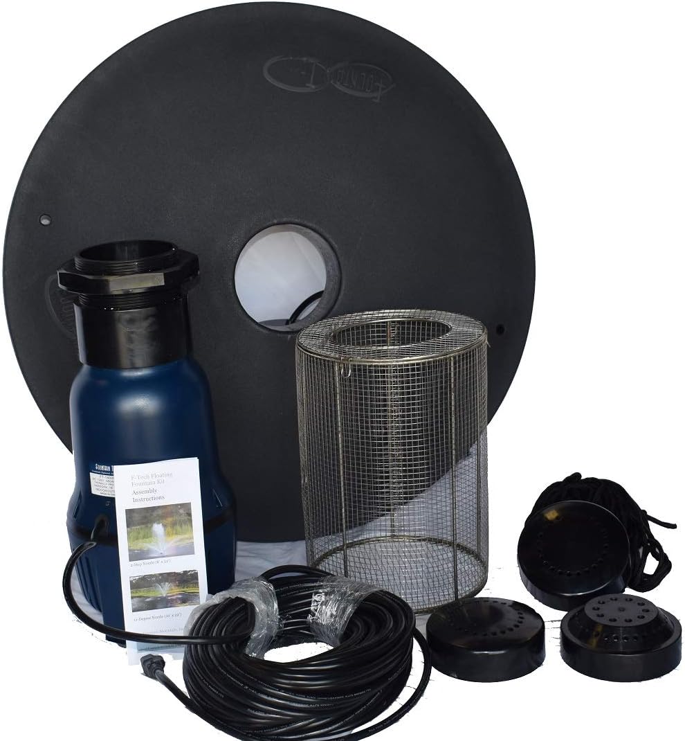 Custom Pro FT 14000 Floating Pond Fountain and Aerator | Complete Kit with 14,000 GPH Pump, 150 Foot Power Cord, 3 Spray Styles and More | 100% US-Based Customer Service and Warranty Support!