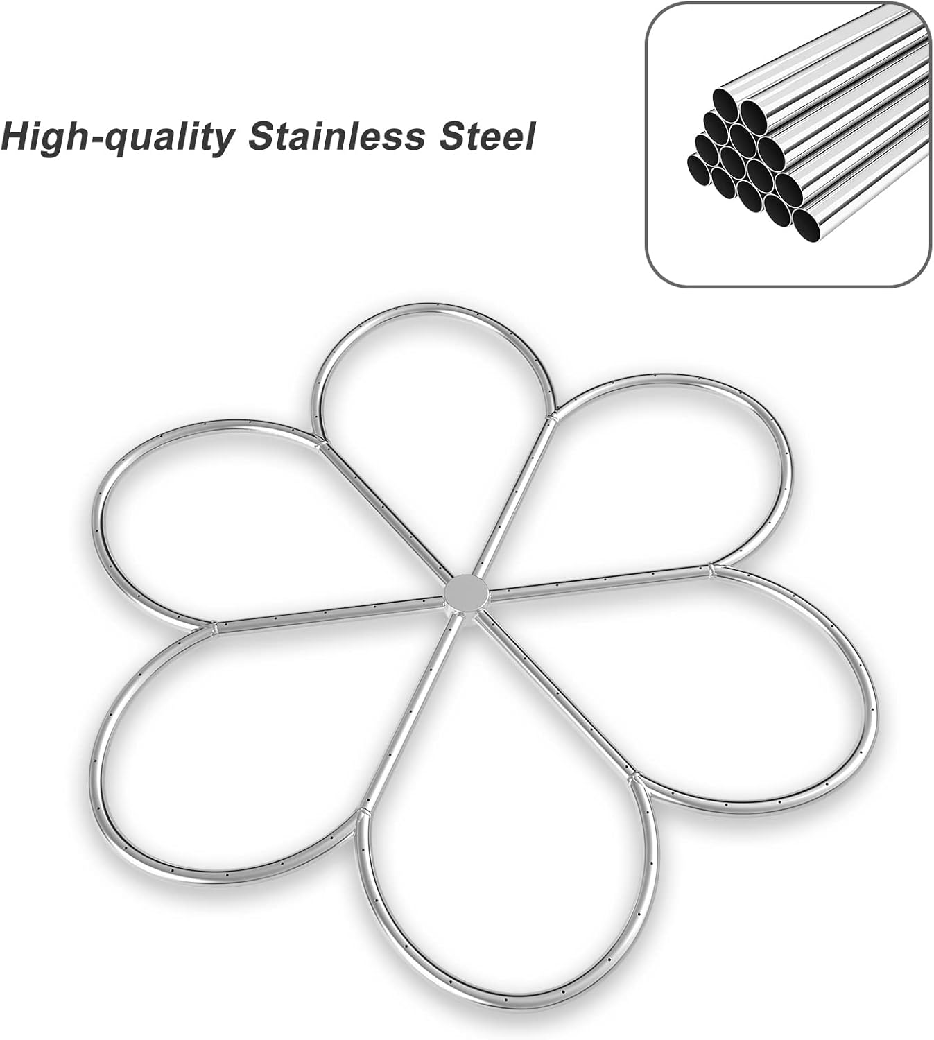 Skyflame 36-Inch Fire Pit Burner, 304 Stainless Steel Flower-Shape Burner Ring for Fire Pit, Natural Gas & Propane Fireplace, Max BTU 443K