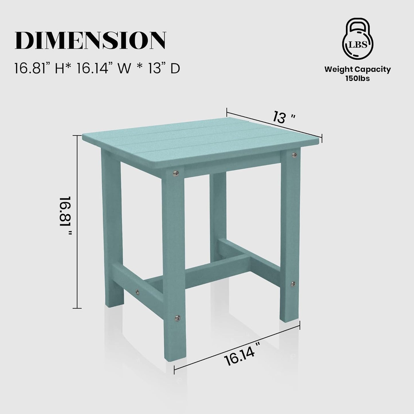 Outdoor Side Table, Small Adirondack Side Table for Adirondack Chair - Indoor Outdoor End Table - HDPS (Dark Blue)