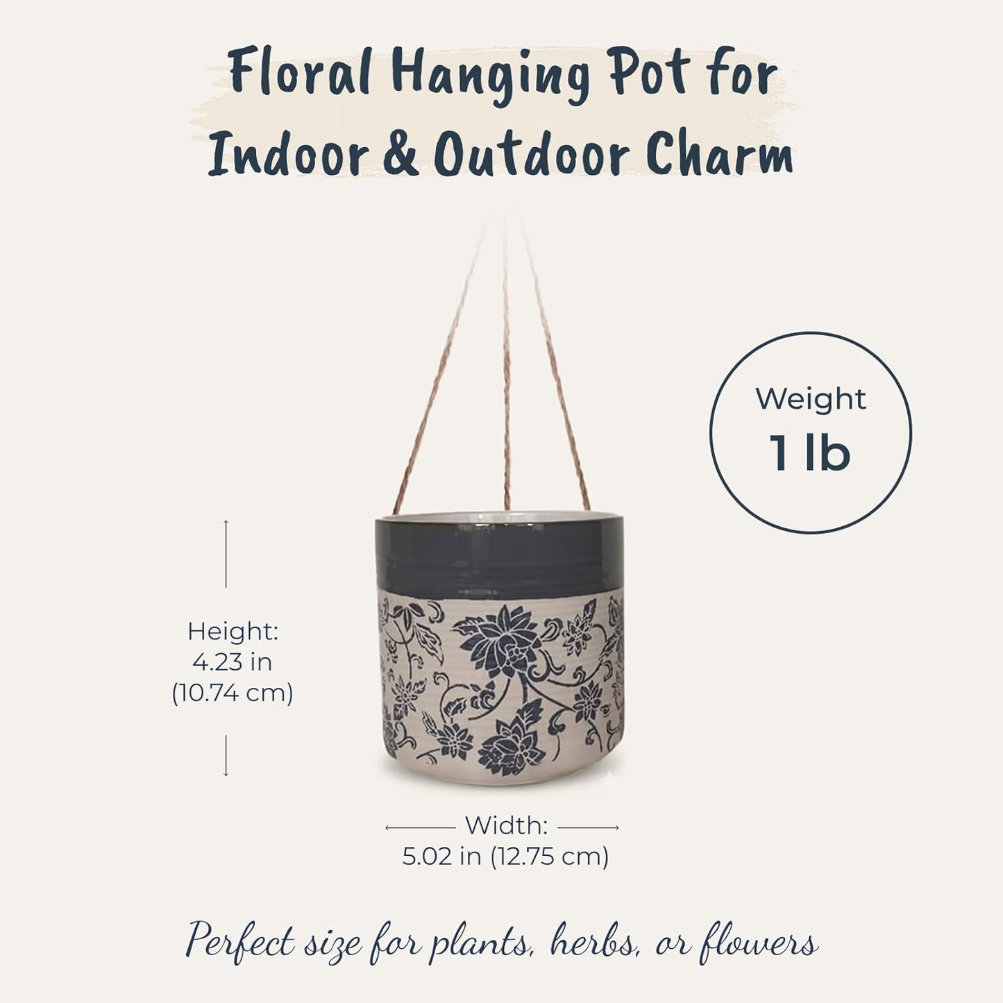 Hanging Rambling Floral 5'' Flower Pot, Multi Color