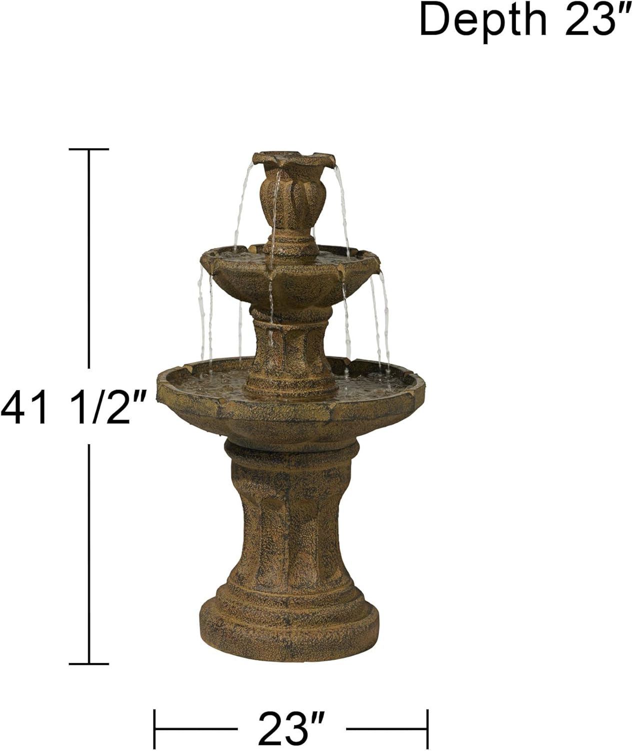 Tuscan Garden 41 1/2" High Large Traditional Italian Indoor Outdoor Decor Dark Faux Stone Floor Fountain Waterfall Tiered Standing Water Feature for Outside Patio Yard Backyard Porch - John Timberland