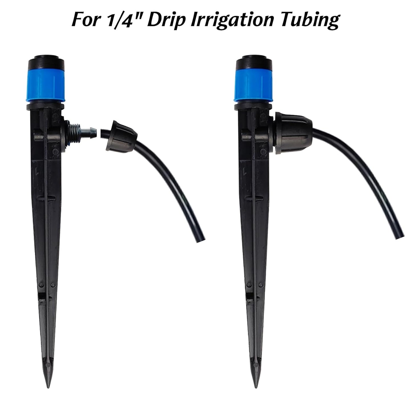 GXXMEI 52PCS Drip Irrigation Emitters with Stake, 360°Adjustable Fan Sprayer Water Flow Lock Barbed Dripper for 1/4" Drip Irrigation Tubing Garden Irrigation Sprayer for DIY Garden Irrigation System