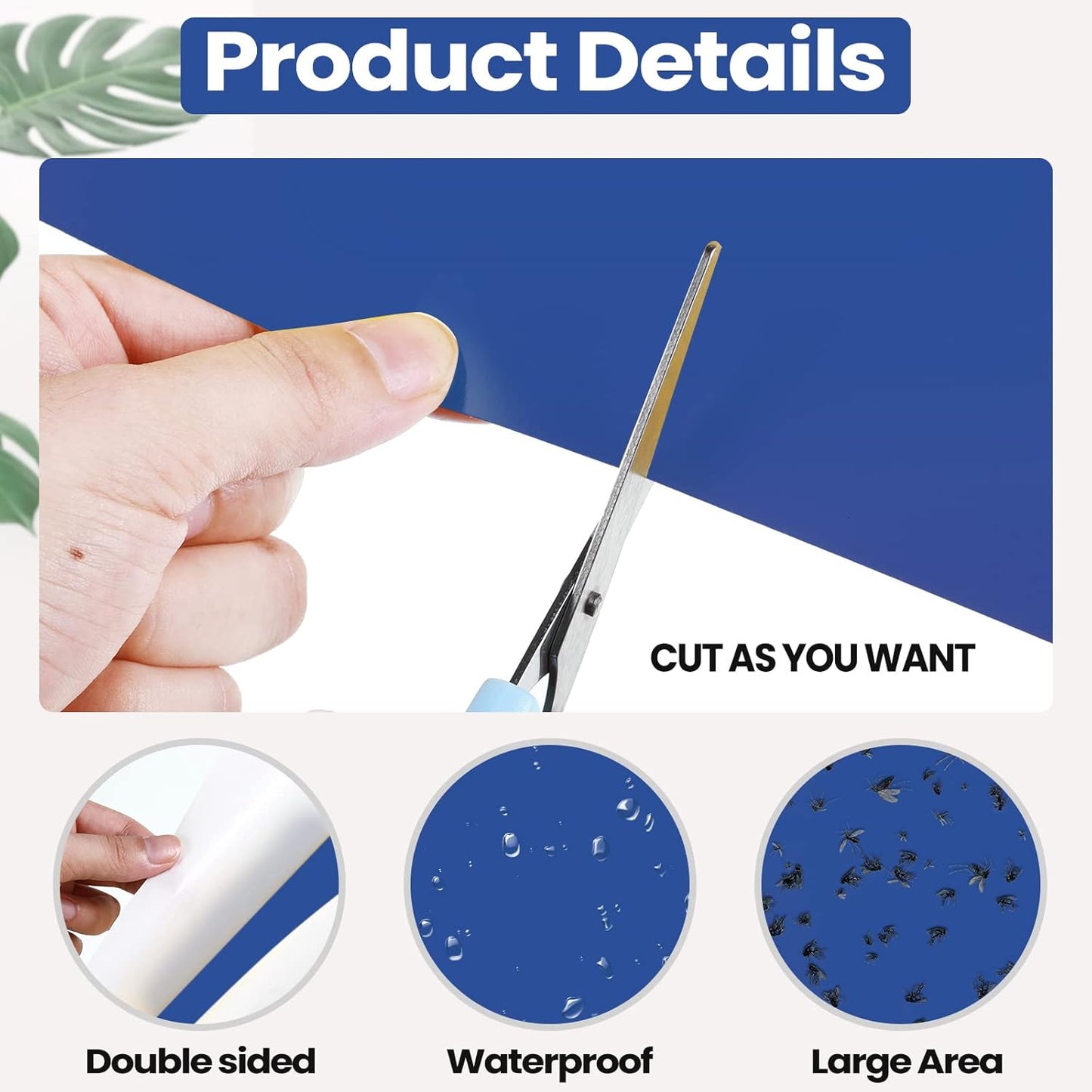 Qualirey 50 Pcs 6 x 8 Inch Sticky Traps for Plant Double Sided Sticky Trap for Gnats with Twist Ties Fly Traps for Fruit Insect Fungus Bugs Indoor Outdoor (Blue)