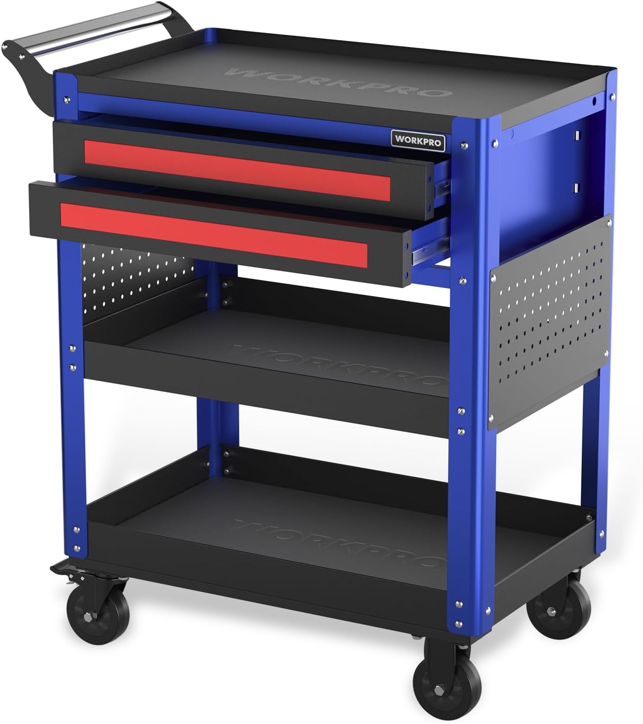 WORKPRO Premium 28" 2-Drawer Rolling Tool Cart, Heavy Duty Utility Industrial Service Cart Storage Organizer with Wheels and Locking System, for Mechanic, Warehouse, Garage, Workshop, 400 lbs Load