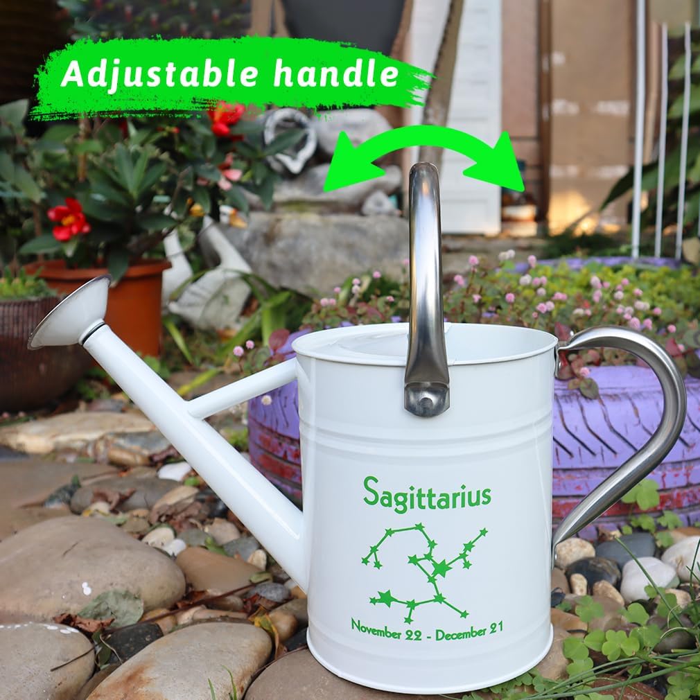 12 Constellation Series Metal Watering Can for Outdoor and Indoor Plants, Watering Can Decor, 1 Gallon (Sagittarius)