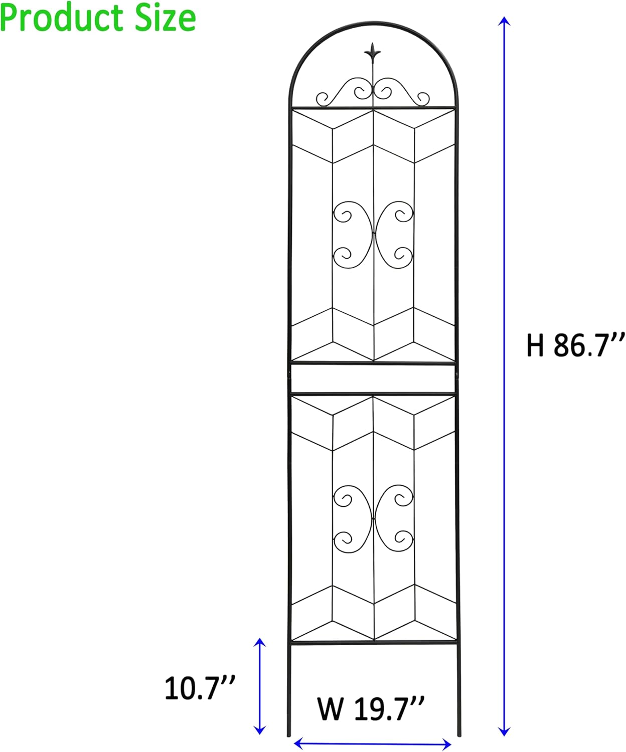 2 Pack 87x20in Garden Trellises with Black Metal Coating, Trellis for Climbing Plants Outdoor, Roses, Vines, Flowers, and Vegetables.
