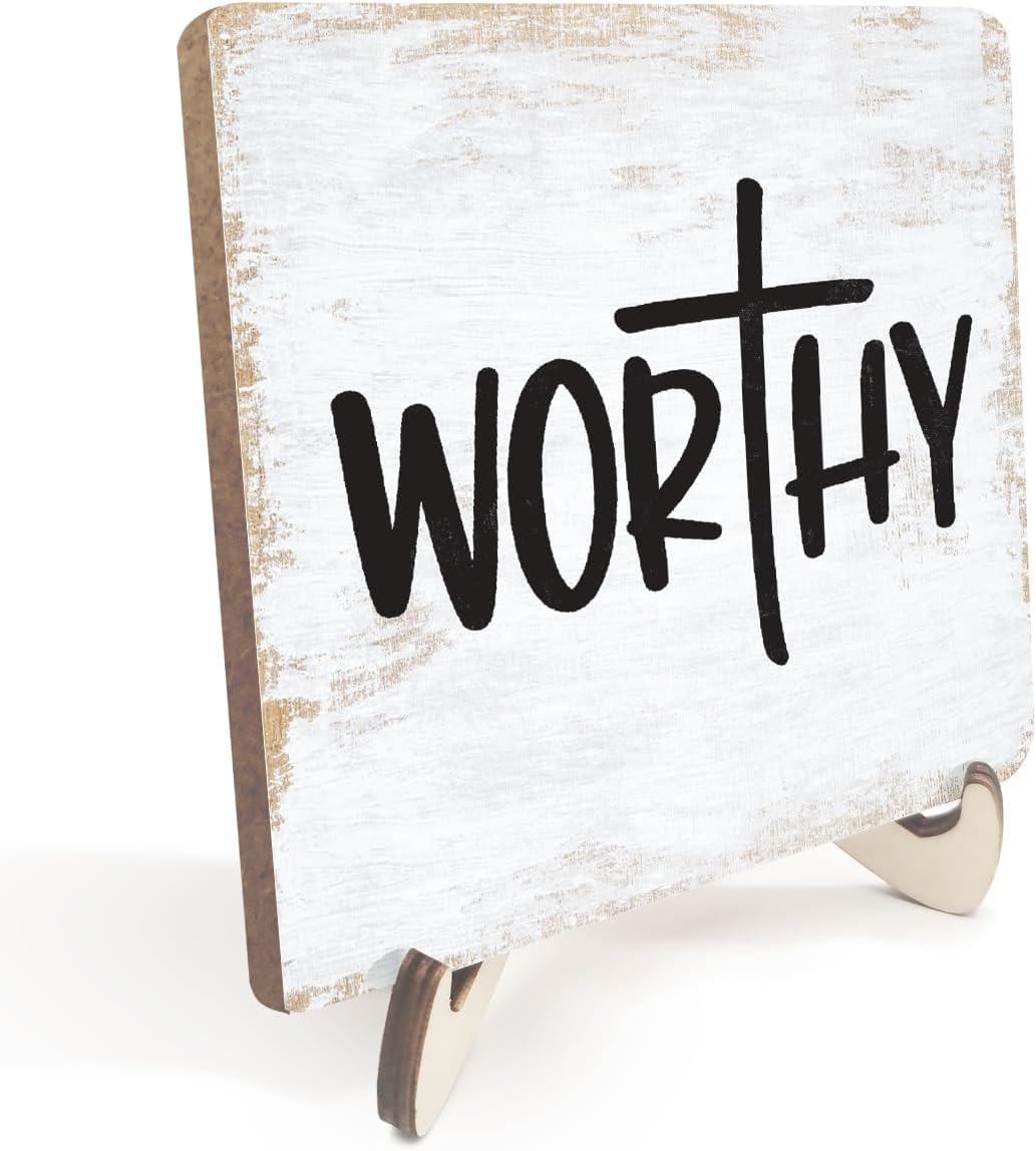 Inspirational Wood Sign Rustic Desk Decor Home Farmhouse Office Decor Work Table Desk Accessories Decorative Christian Religious Bible Verse Faith Decorations Office Supplies Bedroom Cubicle Decor