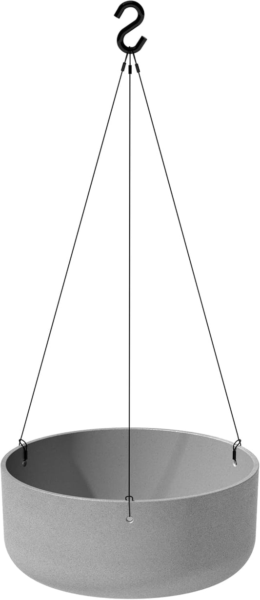 Veradek Mason Series Hanging Kona Planter - Round Planter for Outdoor Balcony/Patio | Made from Plastic-Stone Composite with Hanging Attachment | Modern Décor for, Flowers, Succulents, Small Plants