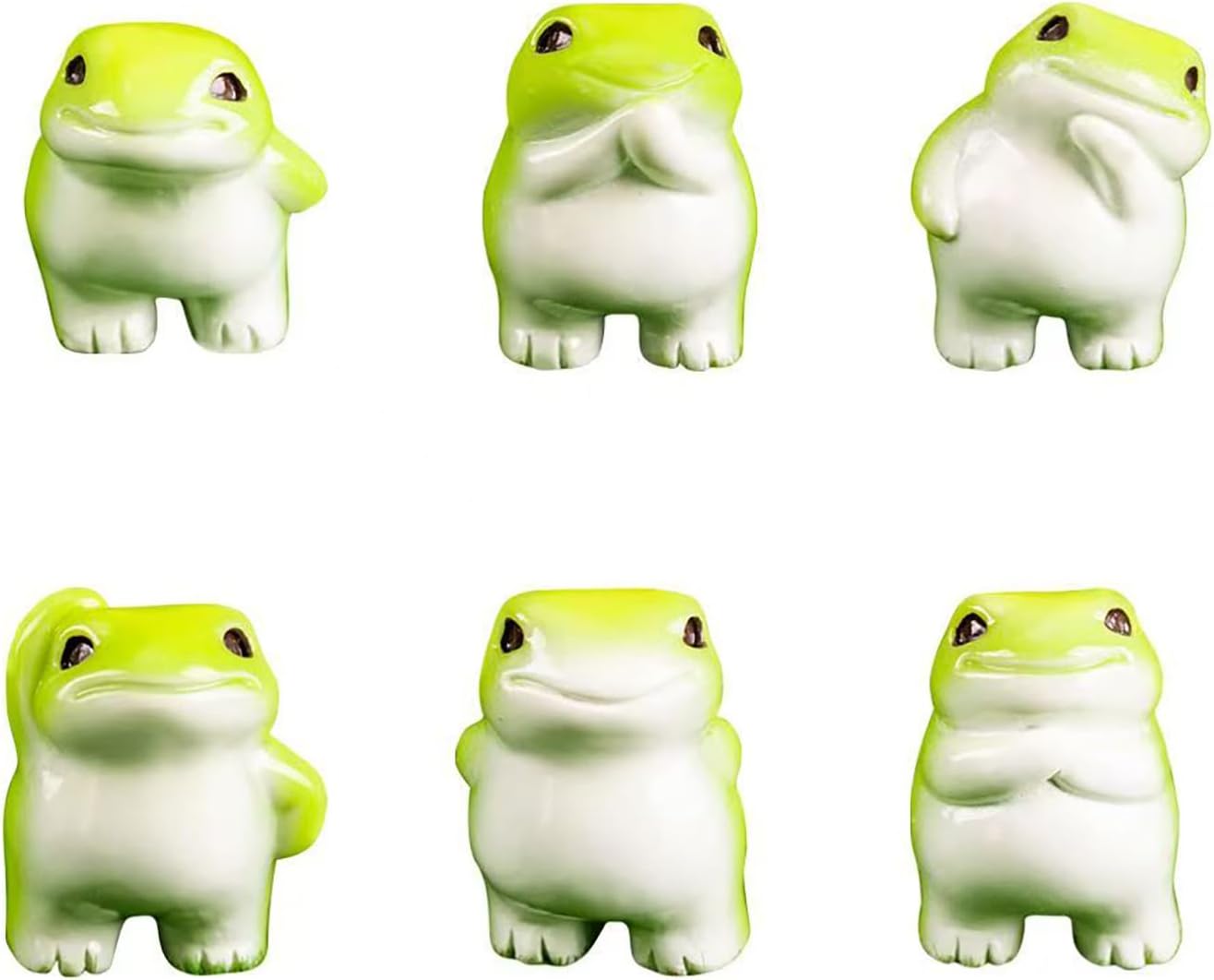 Set of 6 Mini Resin Animals Frogs Figurines,Living Room Bathroom Bedroom Kitchen Office Desk Bookshelf Farmhouse Car Garden Decor Miniature Frog Statue Decoration Outdoor Bonsai Fish Tank Accessories