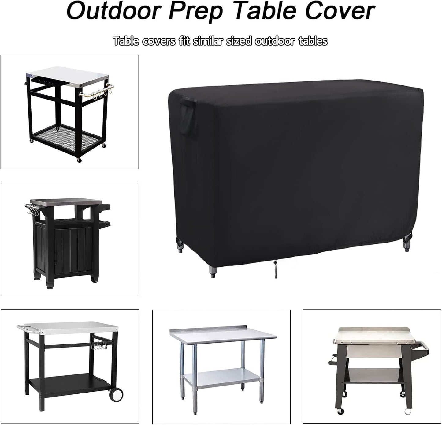 Kingling Outdoor Prep Table Cover 48 Inch, Waterproof Stainless Steel Table Cover Metal Outdoor Table Covers Weather Protection for Patio Kitchen Prep/Work Tables - 48''L x 30''W x 35''H
