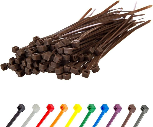 GTSE 6 Inch Brown Zip Ties, 100 Pack, 40lb Strength, UV Resistant Strong Nylon Cable Ties, Self-Locking 6" Tie Wraps