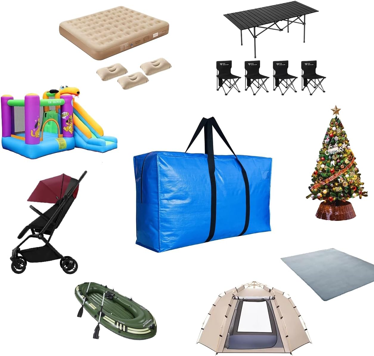 Extra Large Storage Duffle Bags, Jumbo Moving Tent Storage Bags, Foldable Big Black XXL Duffle Bag for Travel, 56x27x15inch - 1PACK