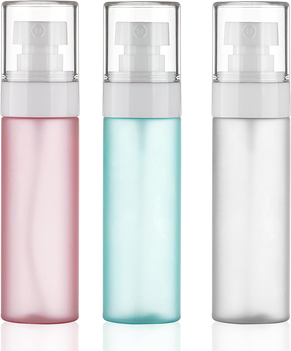 Travel Spray Bottles TSA Approved 3 Pack (2.2oz/65ml), Leak Proof Fine Mist Refillable Empty Plastic Spray Bottles for Perfume, Essential Oils, Toners, Hair & Face Mist (65 ml)