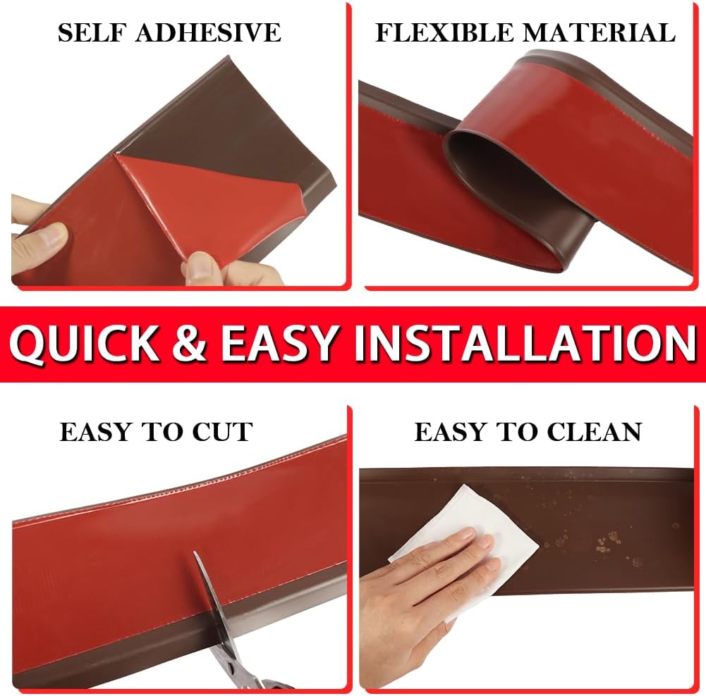 Vinyl Wall Base Baseboard Molding Trim 6" Flexible Self Adhesive Rubber Wall Base Moulding Trim Peel and Stick Design, 6 Inch x 100 Feet, Brown