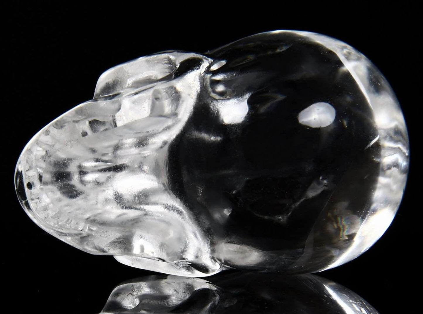 Skullis 2.0" K9 Crystal Skull, Hand Carved Gemstone Fine Art Sculpture, Reiki Healing Stone Statue.