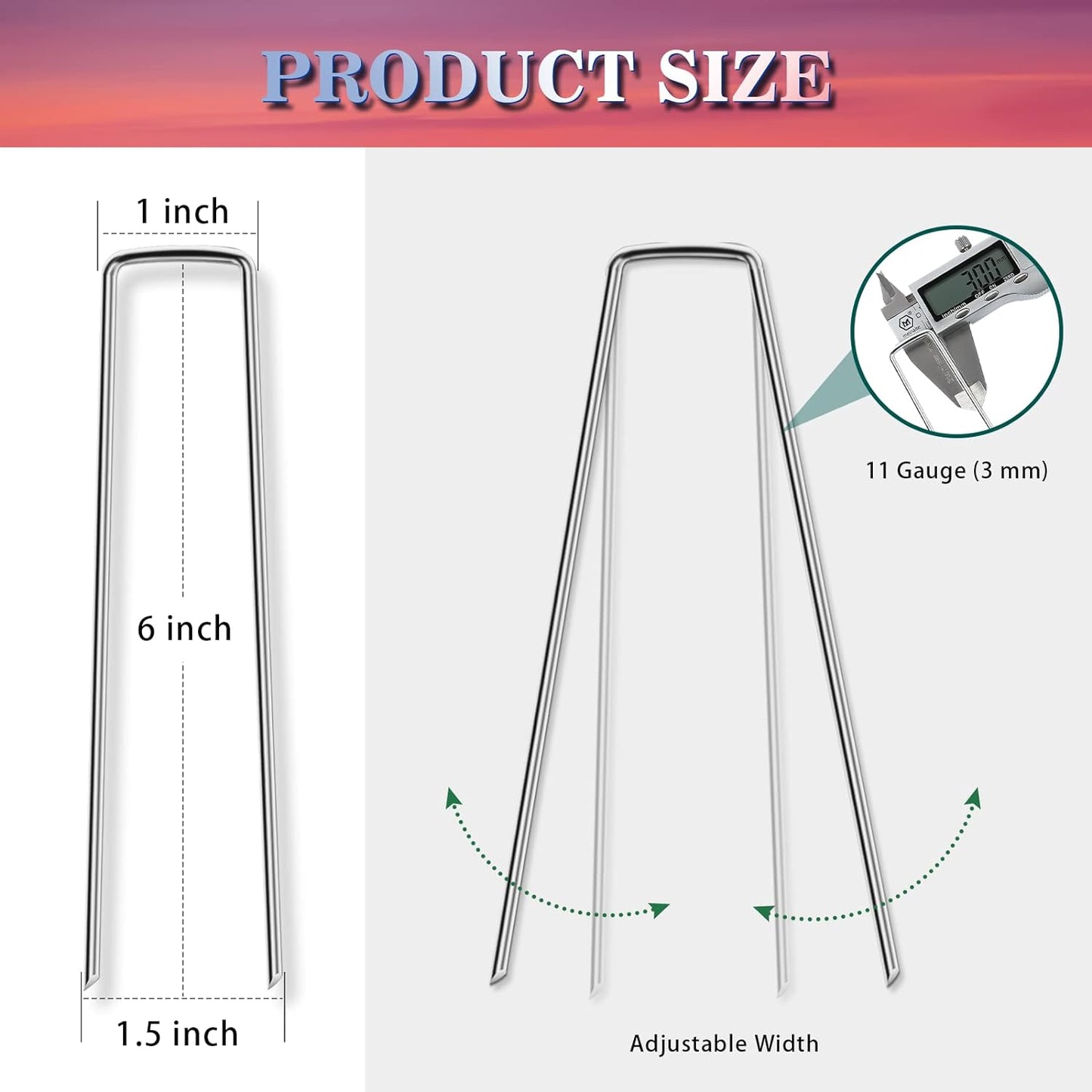 Gtongoko 120 Pack Galvanized Landscape Staples Plant Cover Stakes 6 Inch 11 Gauge Lawn Staples Fence Stakes Ground Stakes for Landscaping Securing Weed Barrier Fabric, Decoration