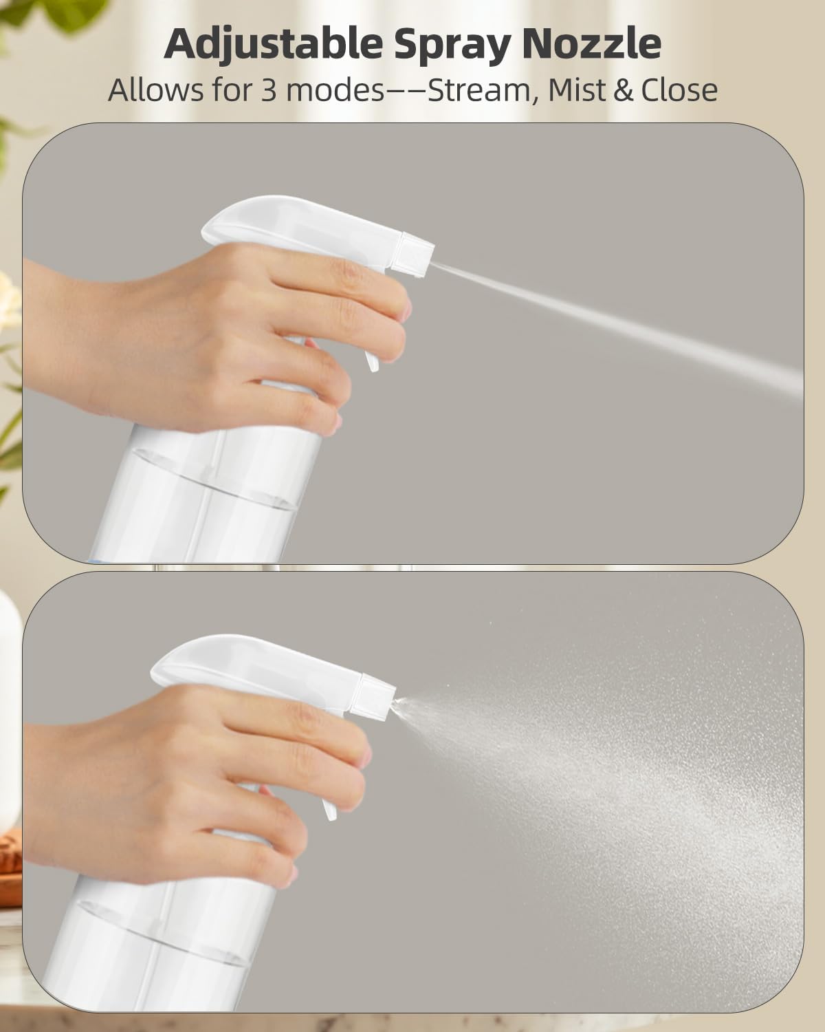 4 Pack Glass Spray Bottles 8 oz, Empty Refillable Containers with Silicone Sleeve Protection, Glass Spray Bottles for Cleaning Solutions, Hair and Plants with Adjustable Nozzles Black&White