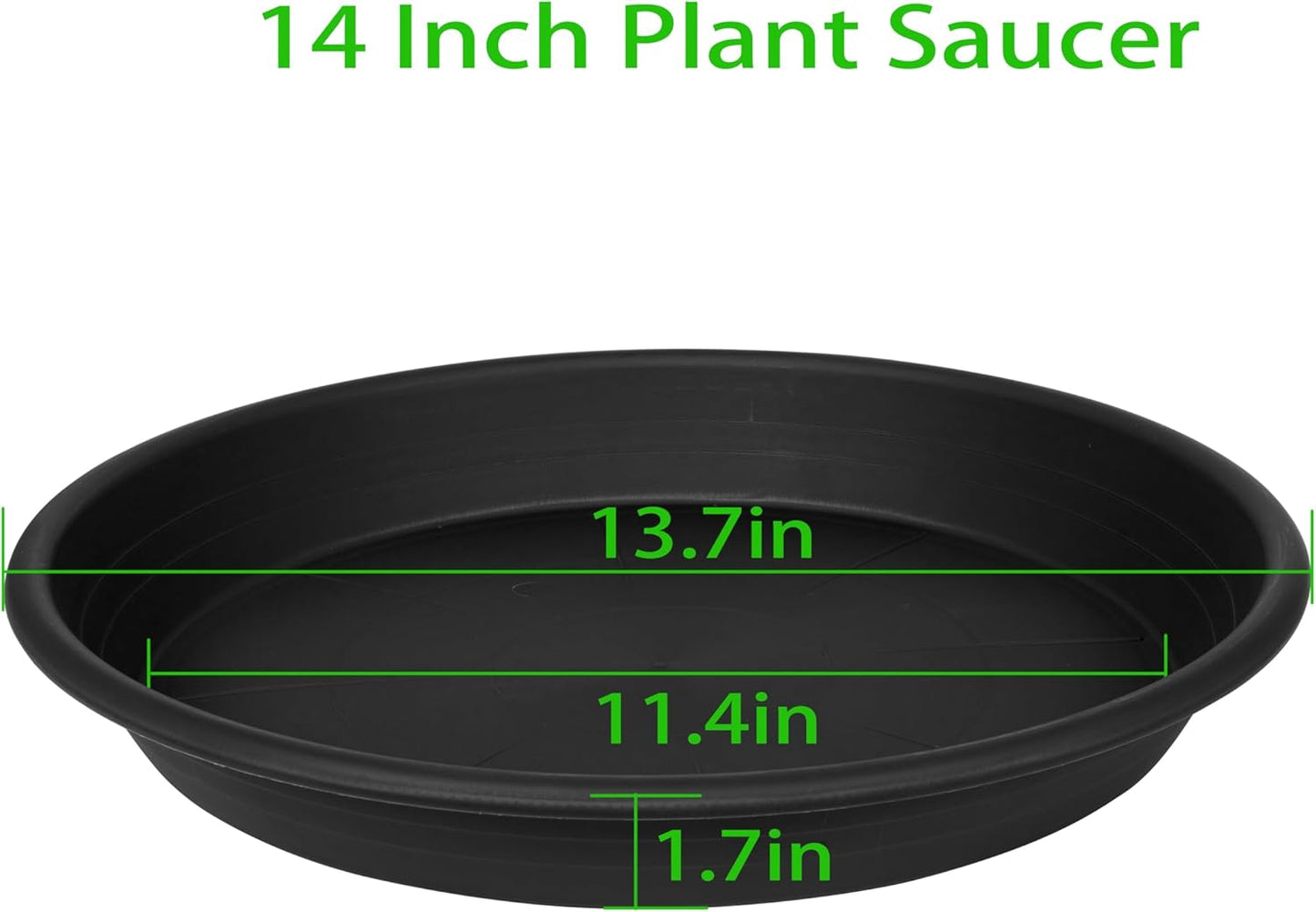 2 Pack of 14 inch Plant Saucer, Plastic Plant Saucer 14 inch, Bird Bath Bowls, Heavy Duty Plant Tray for Pots, Plant Saucers for Indoors Planter, Garden Water Plate 12"/13"/14" (Black)