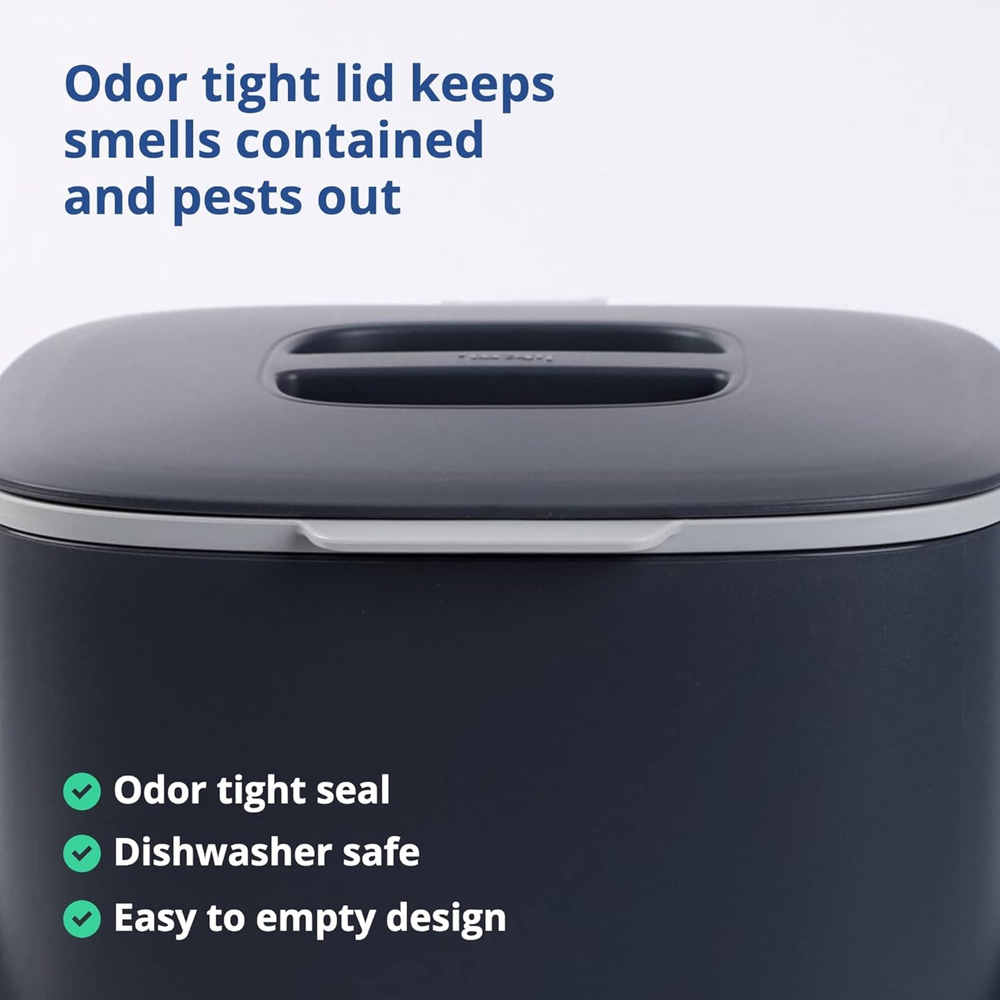 Blue Ginkgo Kitchen Compost Bin [2.6L / 0.69 GAL] – Filter-Free, Odor-Tight Countertop Food Waste Pail with Handles (Made in Korea, Gray)