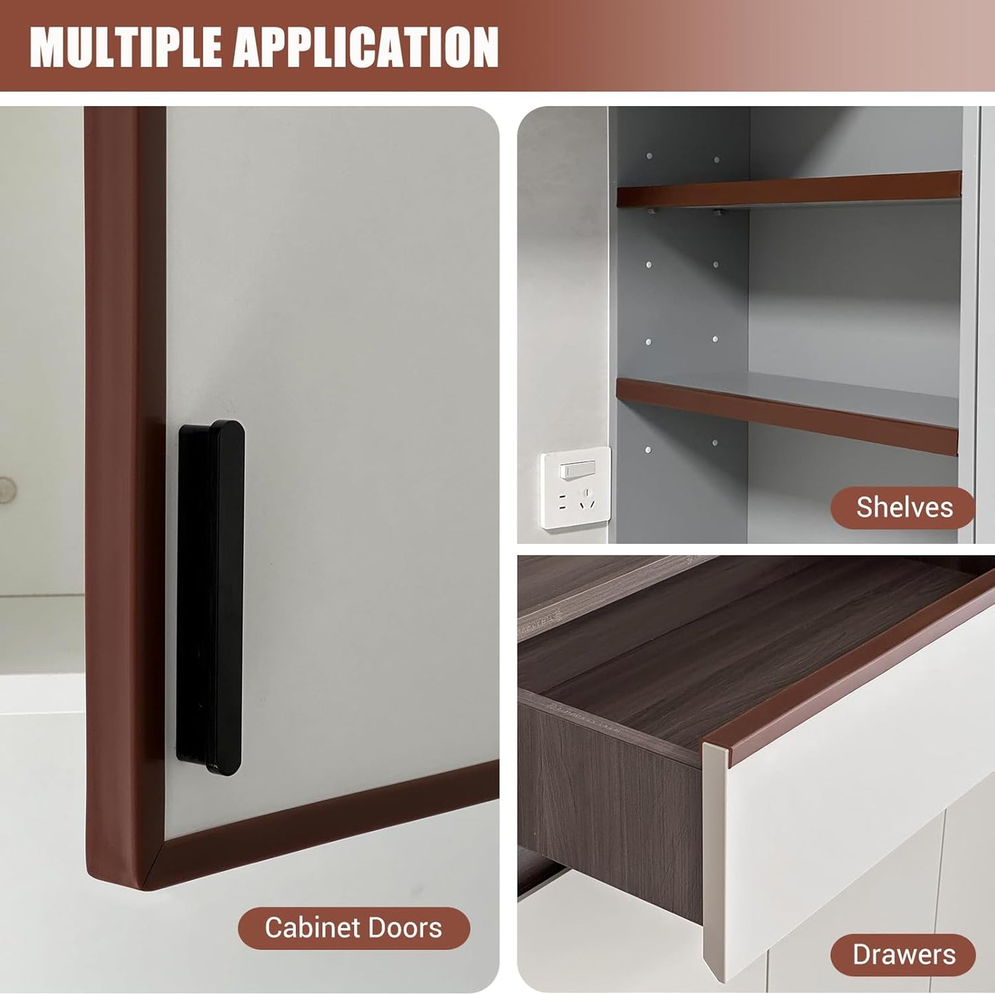 Rubber Edge Trim, Flexible Edge Banding, 3/4"(19mm) U Channel Furniture Edge Protector, Self Adhesive Edge Guards for Plywood, Wood, Glass Parts, 20Ft, Brown Color