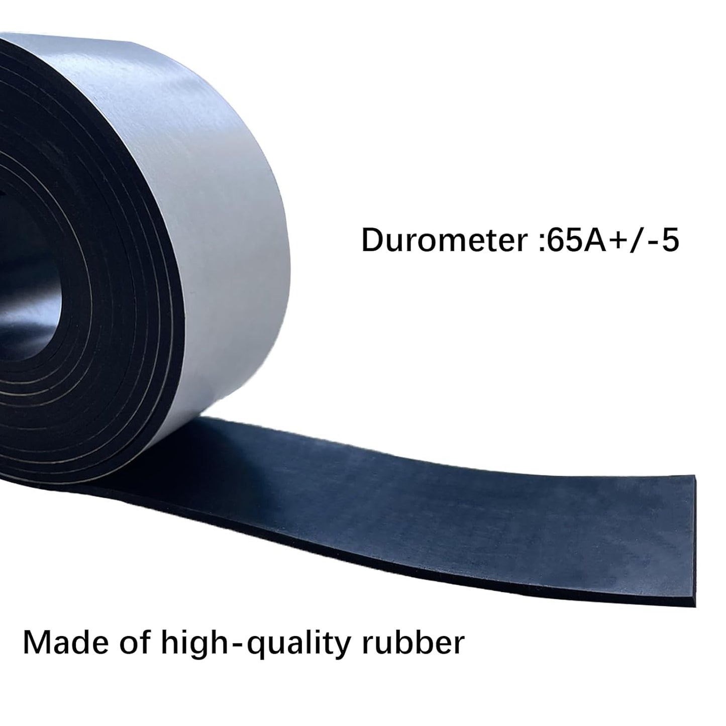 Solid Rubber Strips with Adhesive 1/8 (.125)" Thick X 2" Wide X 10'Long, Solid Rubber Sheet Rolls Self Adhesive for Anti-Slip, Anti-Vibration (2" X10'X1/8")
