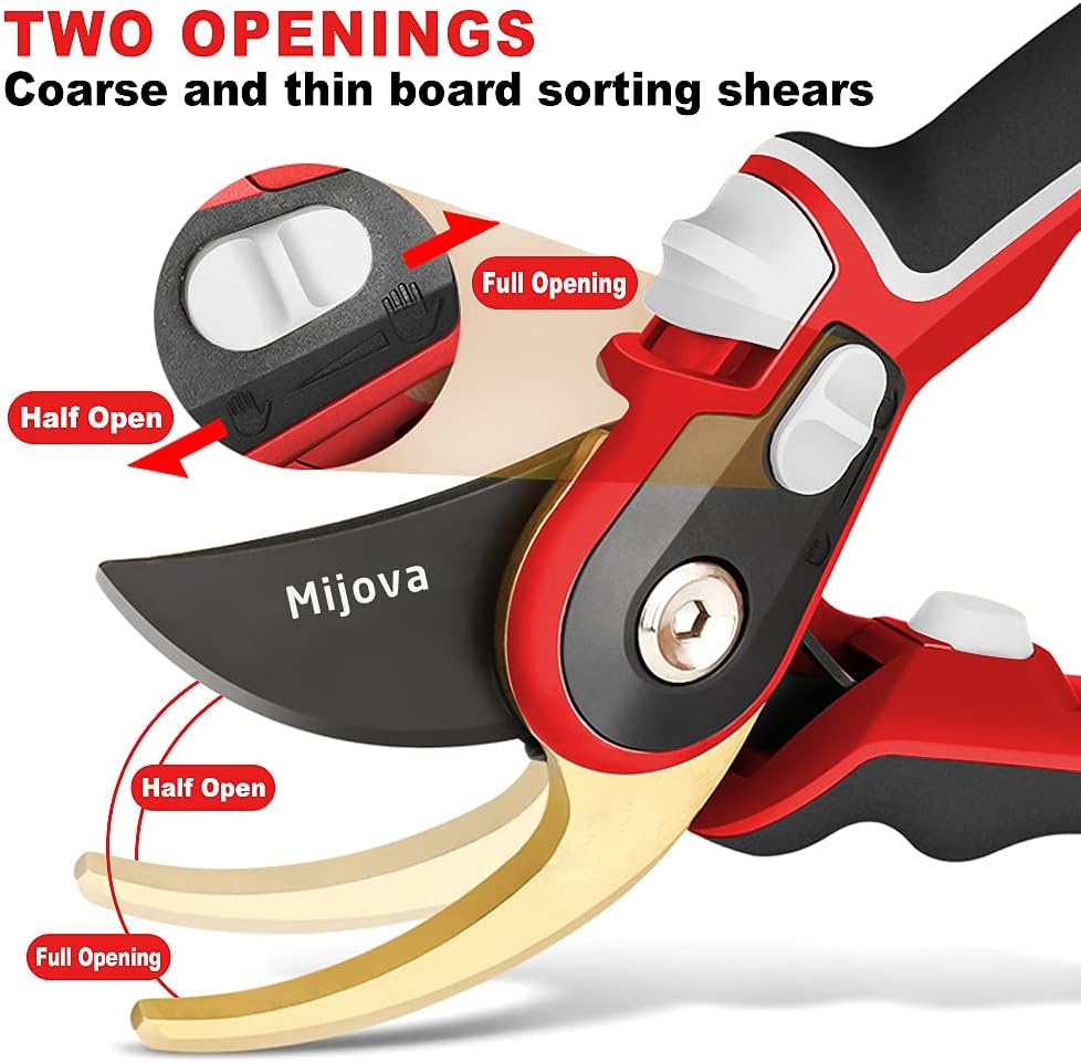 Garden Pruners, Heavy Duty Garden Clippers, Pruning Shears with Adjustable Thumb Lock, Hand Gardening Tools Pruners, High Carbon Steel Sharp Gardening Scissors