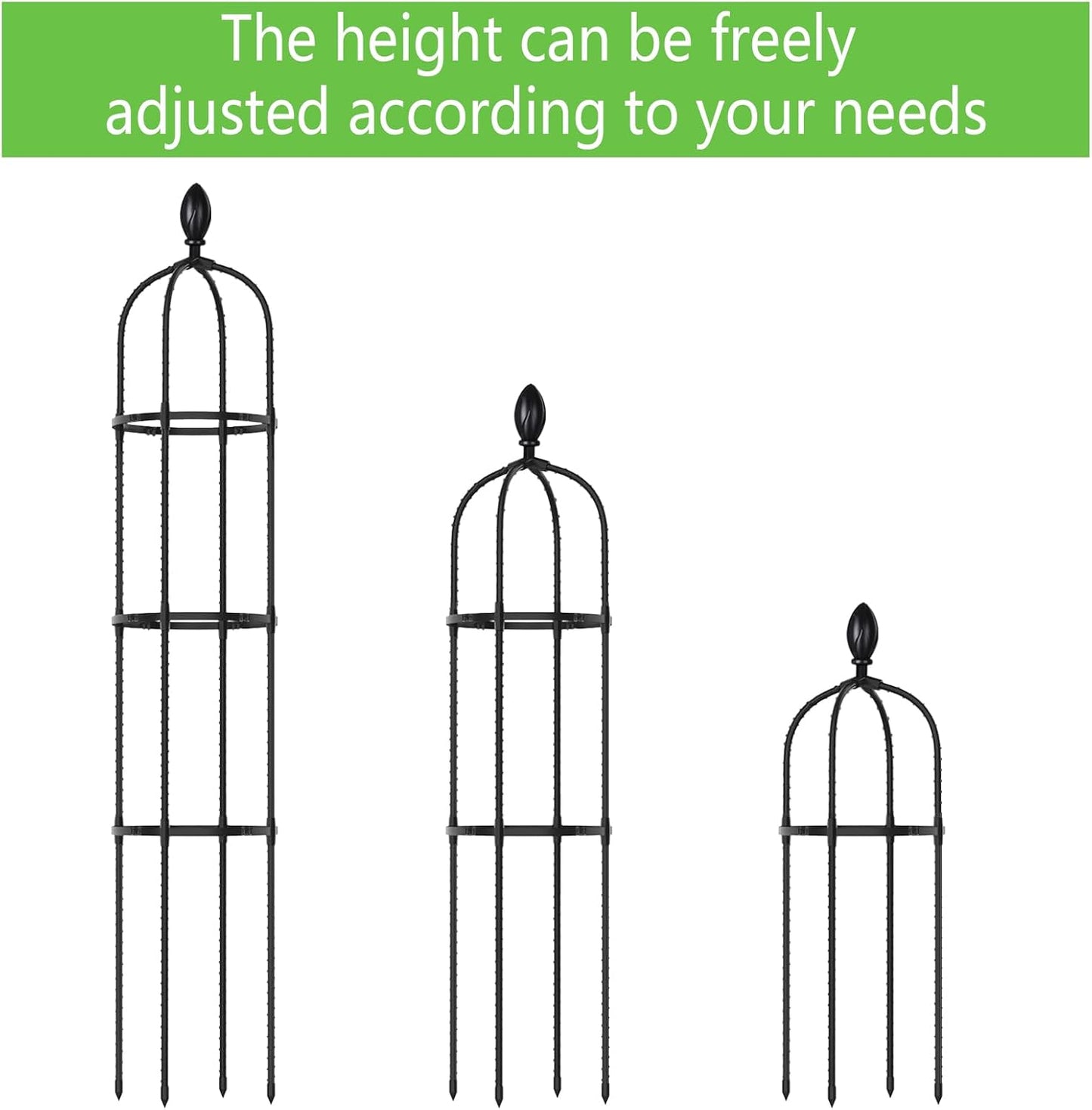 2 Pack 5Ft Tall Garden Obelisk Trellis for Climbing Plants Outdoor, Plant Trellis Garden Tower Trellis for Potted Plant Climbing, Flowers Vegetable Cucumber Trellis