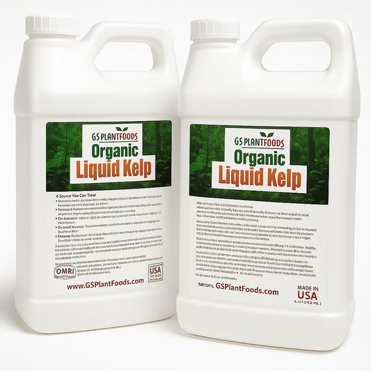 GS Plant Foods Liquid Kelp Fertilizer – Suitable for Organic Growing, OMRI Listed Seaweed Concentrate for Lawns, Gardens & Soil - 5 Gallons