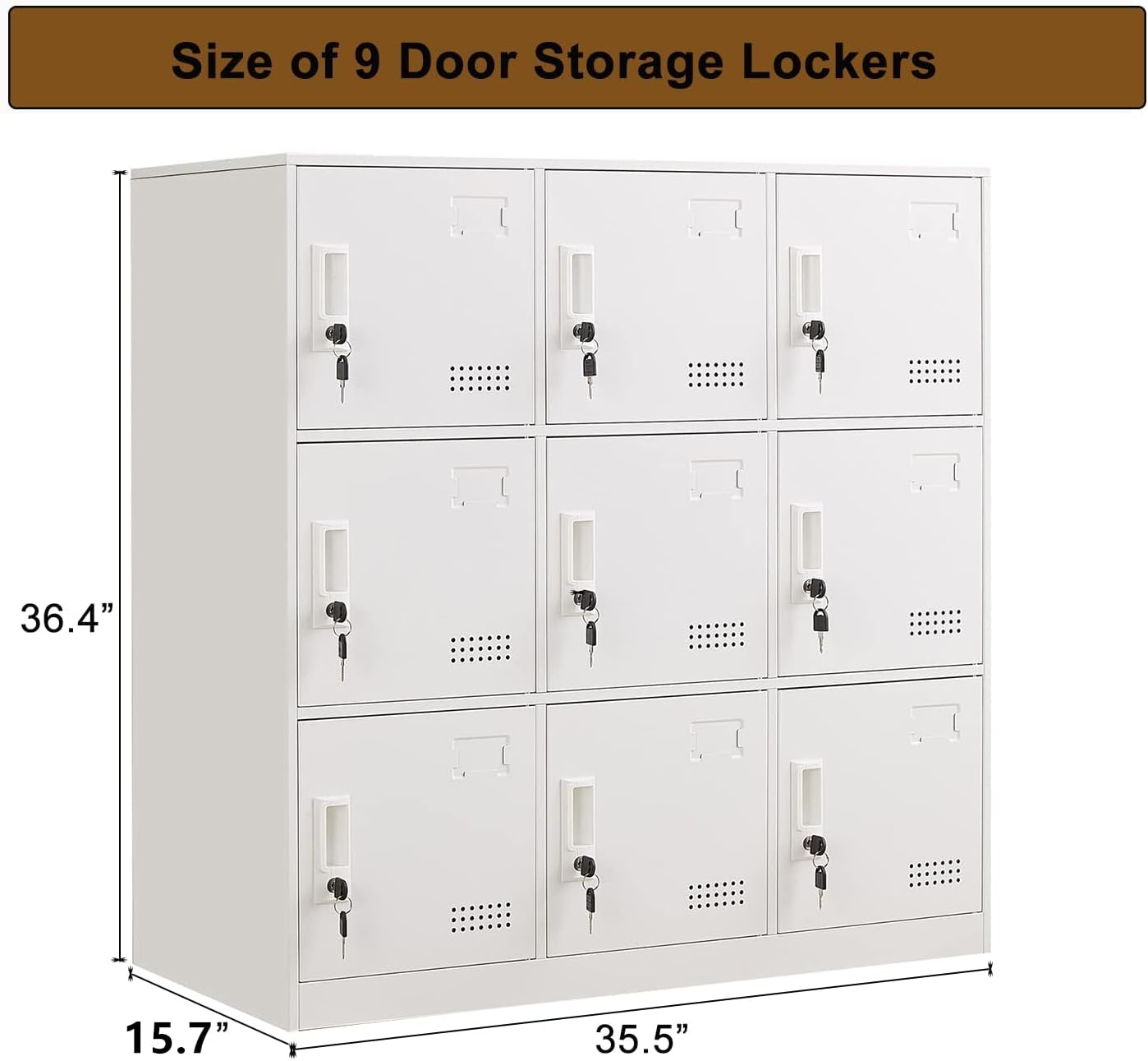 Student Locker Organizer, Multi-Door Steel Locker, Small Locking Cabinet Storage Organizer, Office File Cabinet, Home Locker, Gym Locker, Metal Storage Locker - Gray and White (9 Door, White)