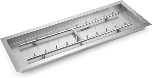Stanbroil 36 x 12-Inch Rectangle Drop-in Fire Pit Pan with Jet Burner, 304 Stainless Steel Gas Firepit Insert for DIY Firepit Table, High Flame150,000 BTU Max