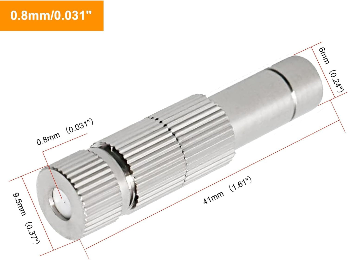20pcs Brass Mister Nozzles, 6mm Misting Nozzles for Outdoor Cooling System, Landscaping, Air Humidification, Greenhouse Irrigation (with Filter, 0.031"/0.8mm Orifice)