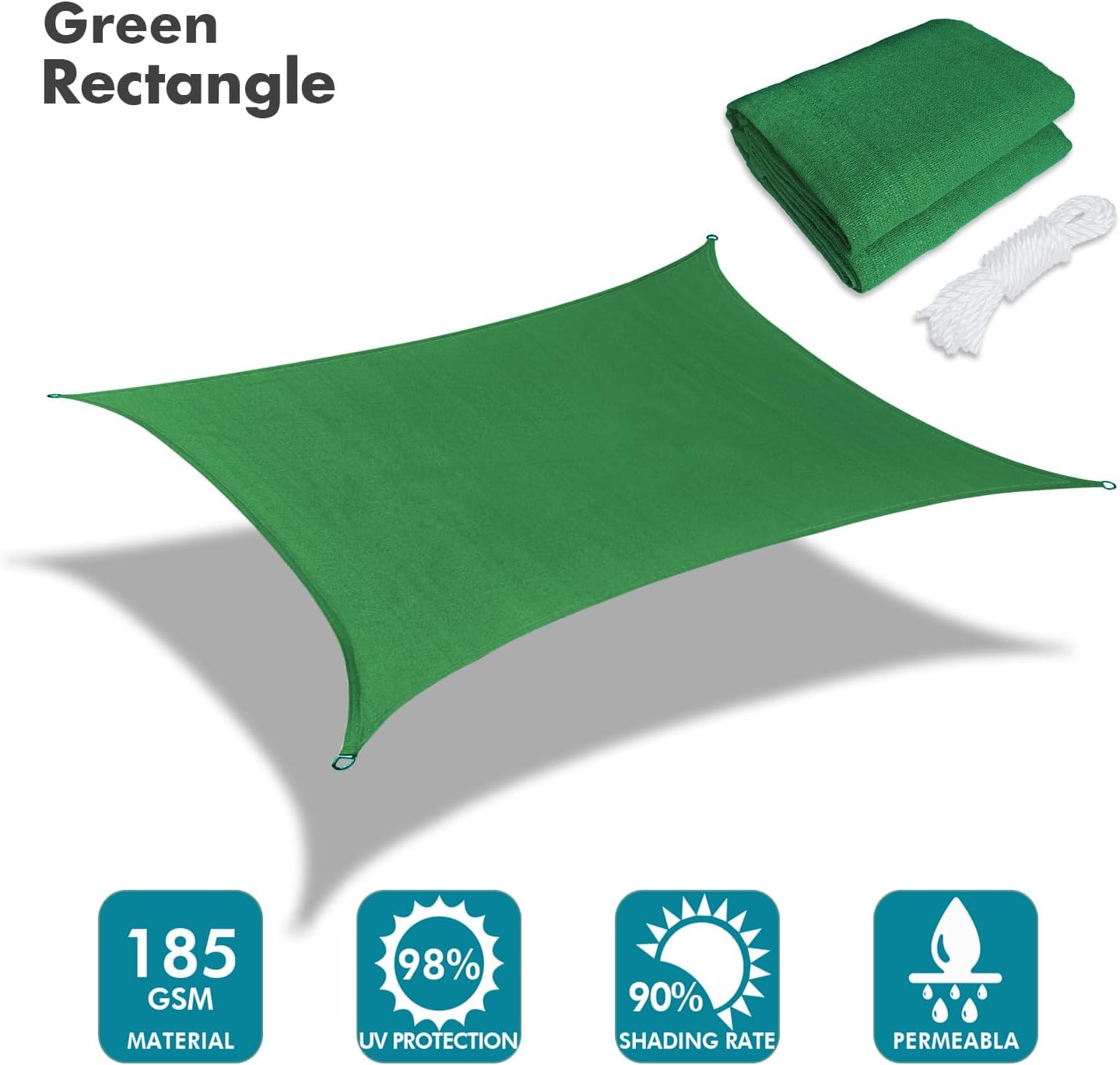 KANAGAWA 22'X22' Dark Green Custom Size Sun Shade Sail Square UV Block Canopy Cover for Patio Backyard Lawn Garden Outdoor (Customized Available)
