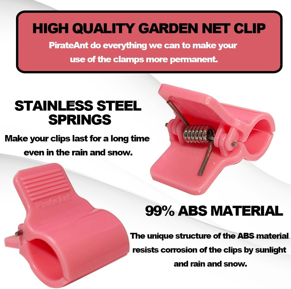 Greenhouse Clamps for 1/2 Inch PVC Pipe, Greenhouse Hoops,Support Frame, Grow Tunnel,Plant Support Garden Stakes. Pink Garden Clips For Fixing Plant Cover, Plastic Sheeting, Film Row Cover, Net.