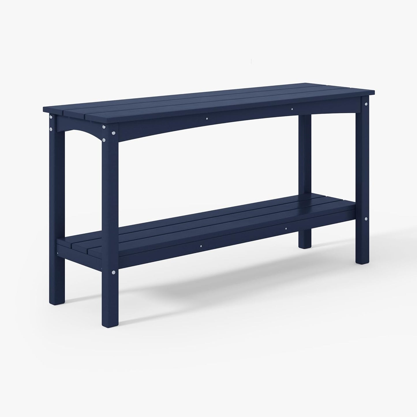 WestinTrends Malibu 55" Outdoor Patio HDPE Adirondack 2-Tier Shelf Console Table, Navy Blue