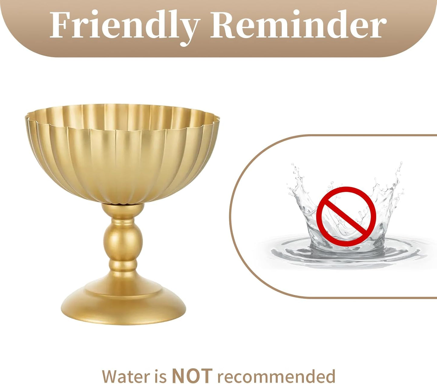 Sziqiqi Gold Urn Vase for Wedding: 7.9in Tall Vases Centrepieces for Table Decorations - Set of 2 Metal Flower Urn Vase for Floral Arrangement - Compote Bowl Vases for Birthday Party Anniversary